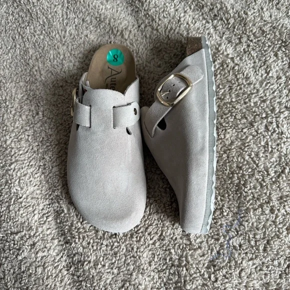 Autenti Suede Clogs Sandals Taupe Beige Buckle Made in Spain  Birkenstock - Picture 2 of 5